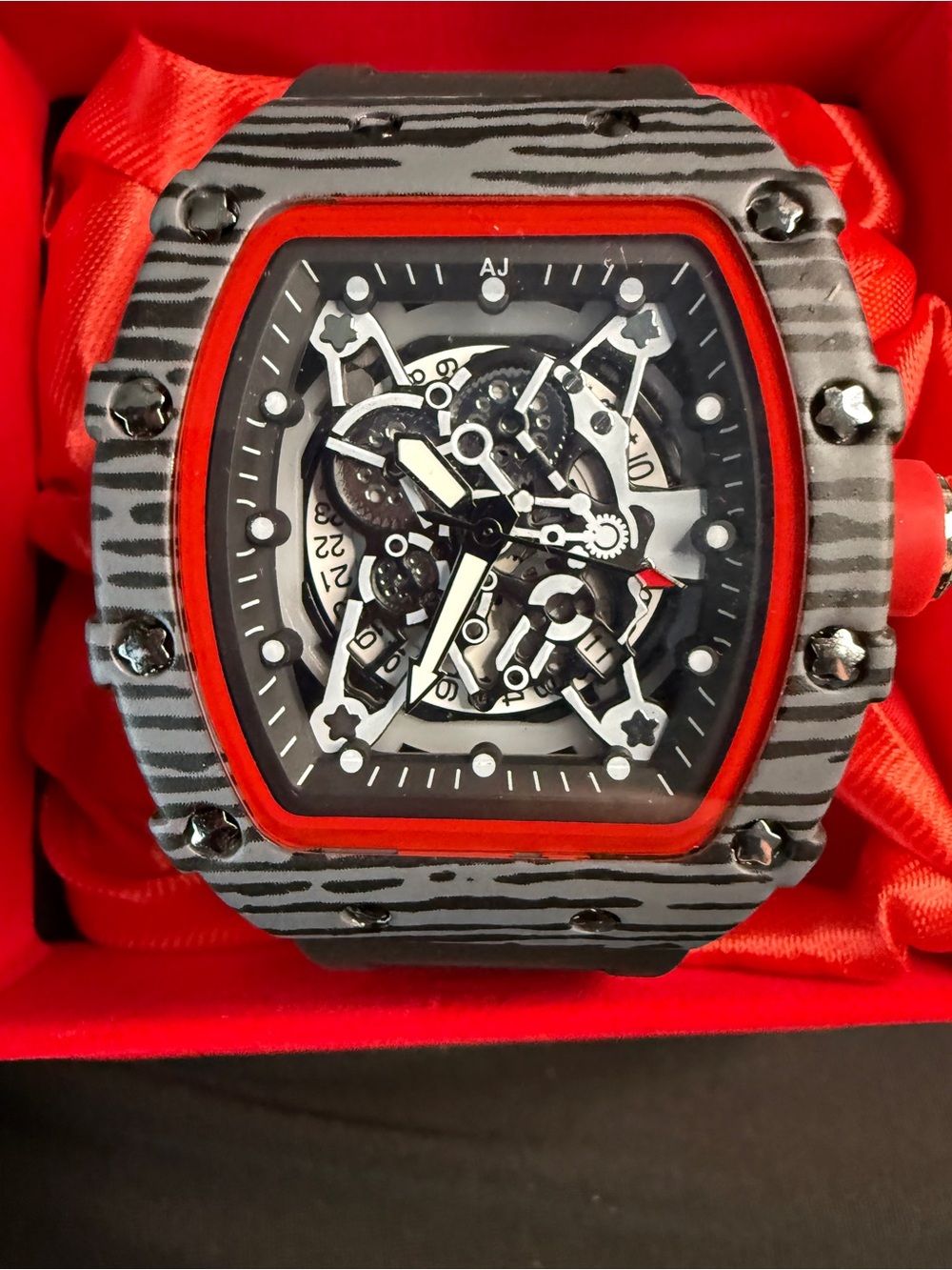 AJ Richie Sport Watch with Red Accents